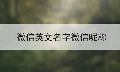 昵称简单干净英文微信名_昵称简单干净英文微信名字