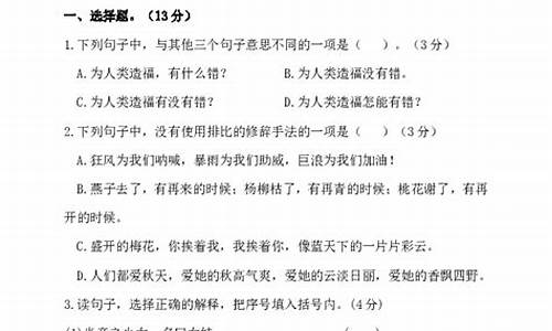 四年级句子专项测试卷答案_四年级语文试卷句子专项检测